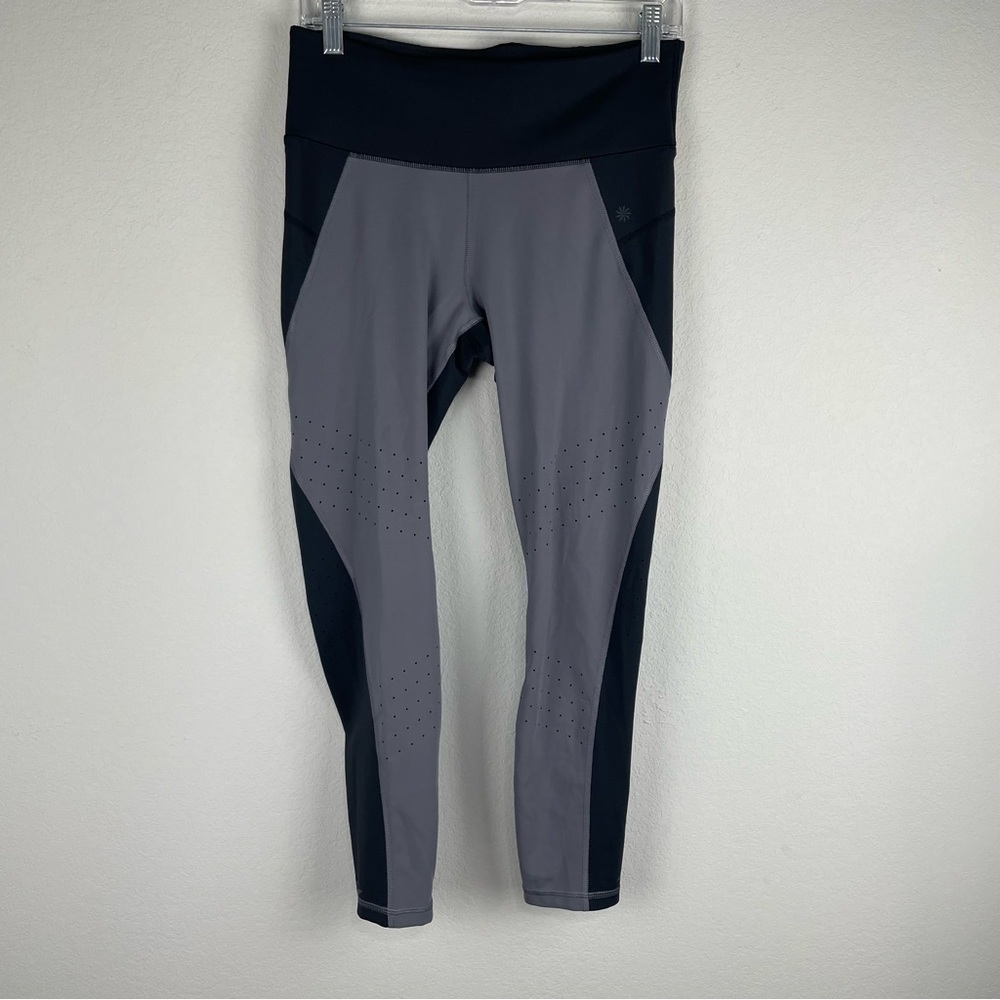 Athleta Black Gray Stealth Trucool 7/8 Perforated Athletic Tights Size Medium